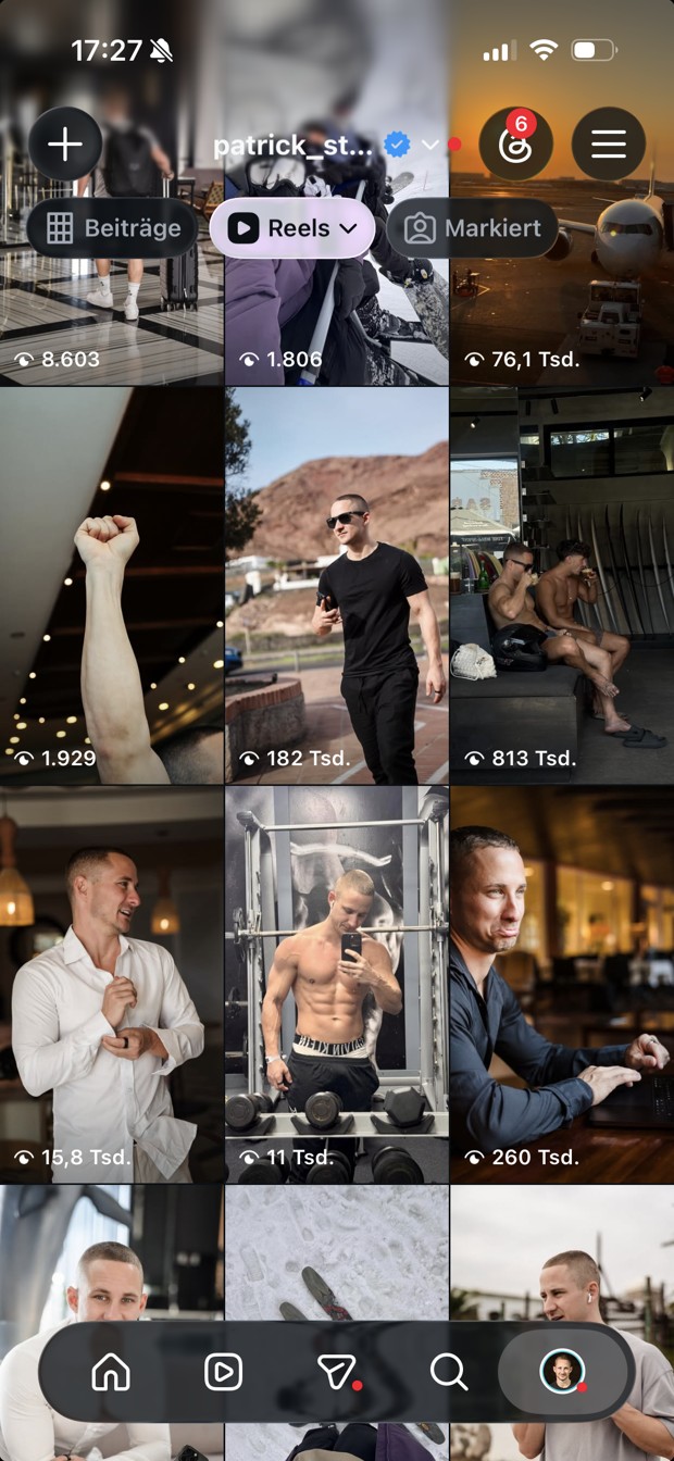 Instagram Reels von Patrick Steinhofer mit hohen Aufrufzahlen